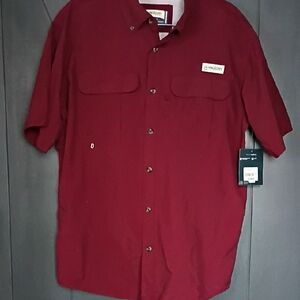 Magellan Outdoors Men's Burgundy Button Down Shirt